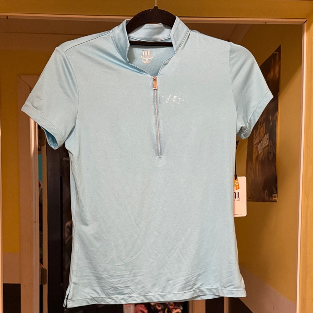 Tail Light Blue Zip-Up Short Sleeve Tee